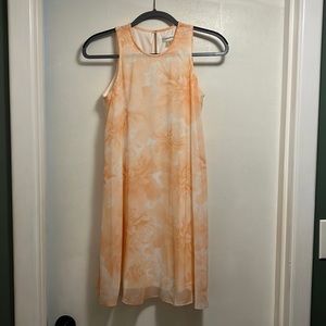 Peach Floral A-Line Calvin Klein Dress